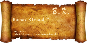 Boros Kincső névjegykártya