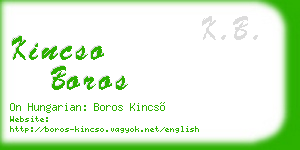 kincso boros business card